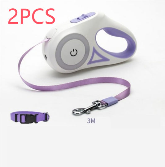 Dog Leash Retractable Leash and Dog Collar Spotlight Automatic Pet Dog Cat Traction Rope for Small Medium Dogs Pet Product